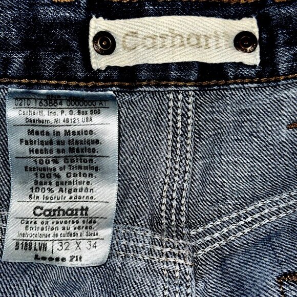Carhartt Men’s Loose Fit Jeans 32x33 Blue Denim Workwear USA Cotton Vintage - Picture 6 of 7